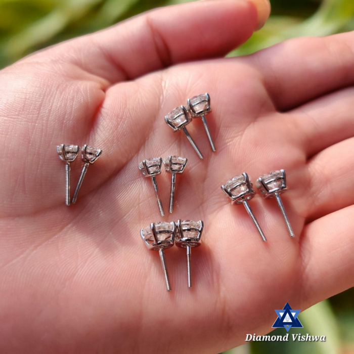 Lab Gown Stud Earrings Screw Back Gold - Daily Wear Birthday Graduation Gift for Her - 0.25 CT + 0.25 CT - Image 6