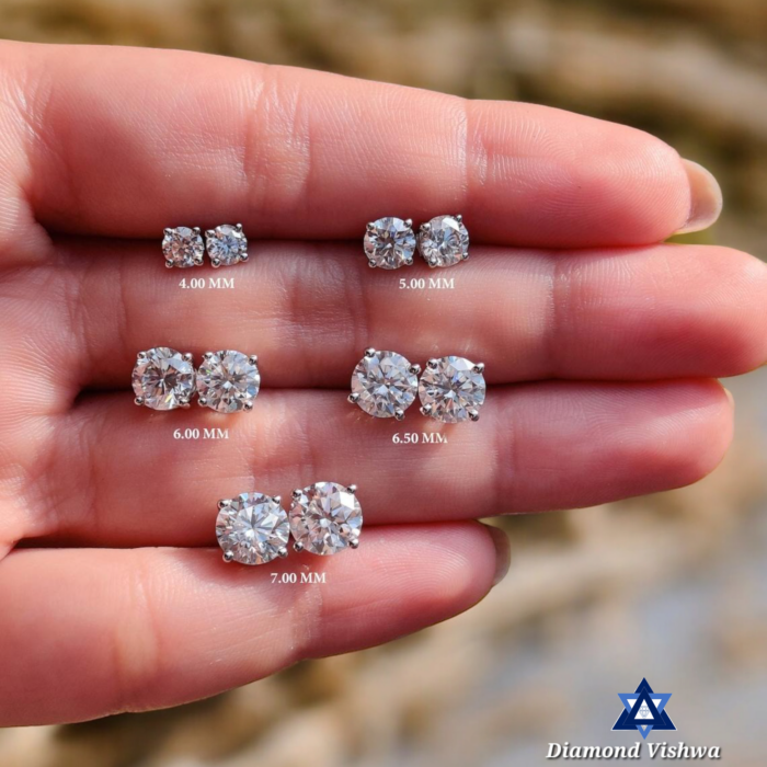 Lab Gown Stud Earrings Screw Back Gold - Daily Wear Birthday Graduation Gift for Her - 0.25 CT + 0.25 CT - Image 7