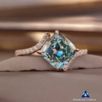 2.26 CT Cushion Cut Cyan Blue Moissanite Tension Set Engagement Ring in 14K White Gold