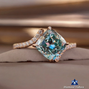 2.26 CT Cushion Cut Cyan Blue Moissanite Tension Set Engagement Ring in 14K White Gold