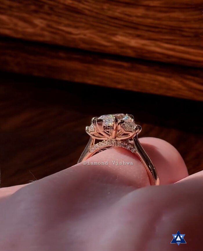 2.5Ct Marquise Cut Moissanite Three Stone Engagement Ring with Trapezoid Side Stones in 14k Gold - Image 7