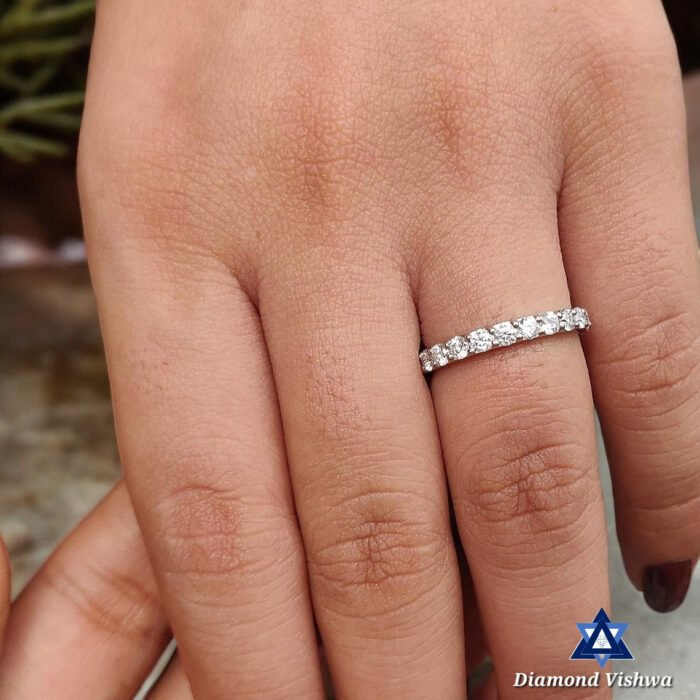 2.5mm 1.39 Carat Colorless Lab Grown Diamond Full Eternity Wedding Band Ring in 14K Gold - Image 6