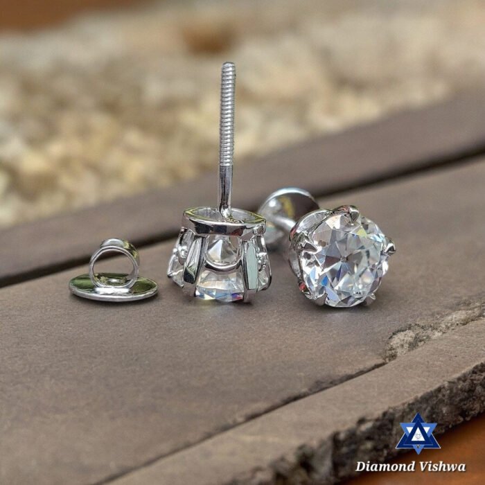 2.57 CT Old European Lab Diamond Studs, 10K White Gold Bridal Wedding Earrings - Image 7