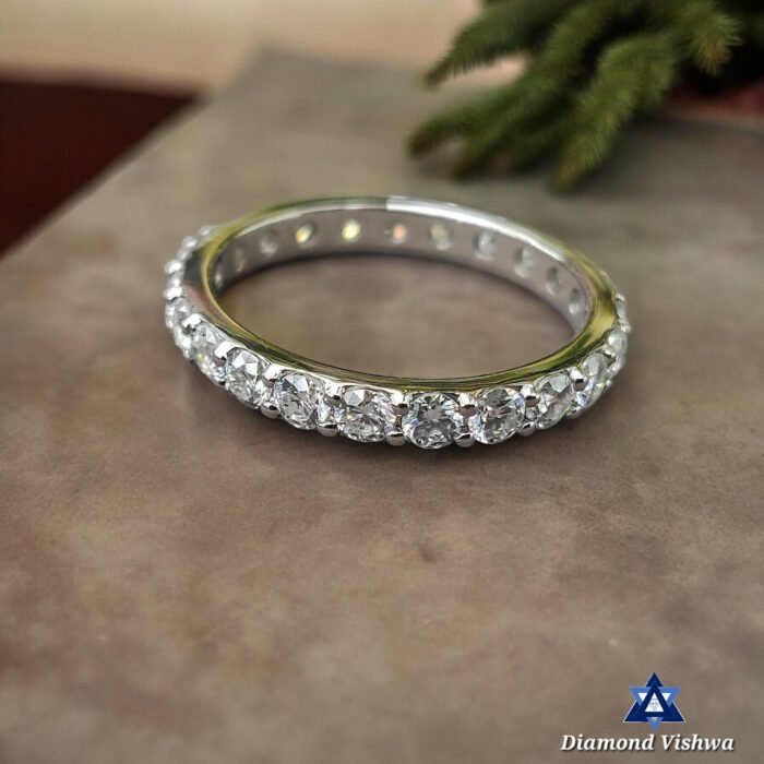 2.5mm 1.39 Carat Colorless Lab Grown Diamond Full Eternity Wedding Band Ring in 14K Gold - Image 3