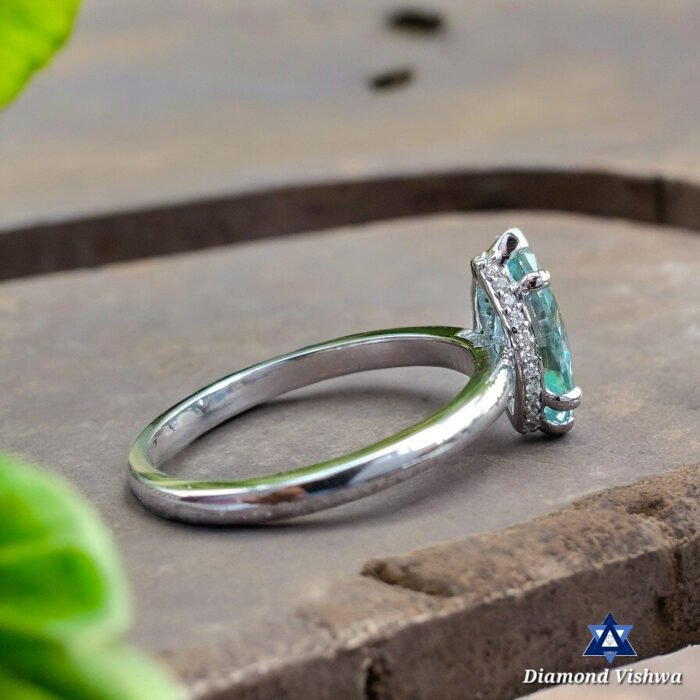 1.16Ct Marquise Cut Moissanite Diamond Cyan Blue Moissanite Diamond 14k White Gold Engagement Ring - Image 6