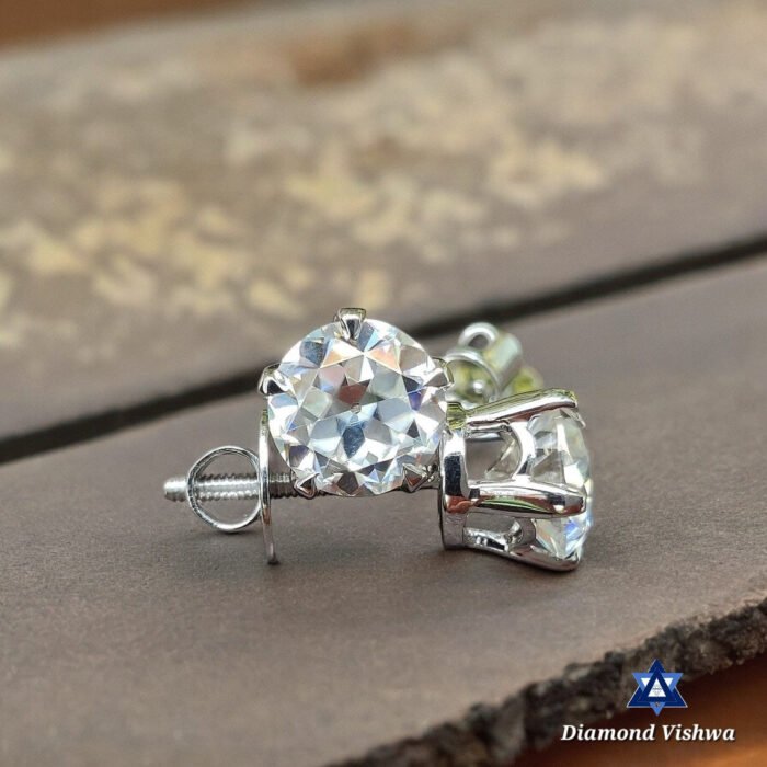2.57 CT Old European Lab Diamond Studs, 10K White Gold Bridal Wedding Earrings - Image 5