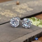 2.57 CT Old European Lab Diamond Studs, 10K White Gold Bridal Wedding Earrings