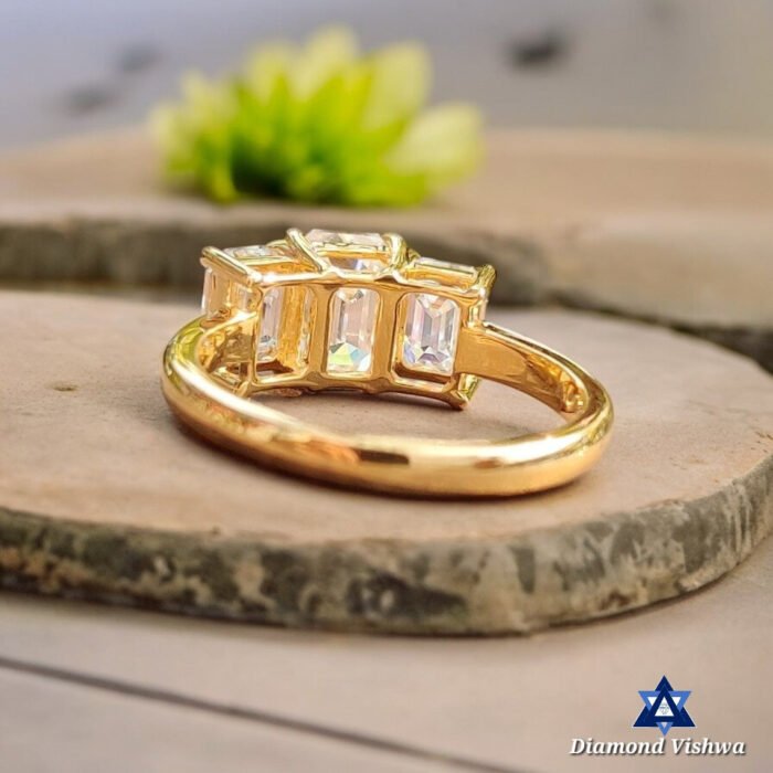 2.42 CT Emerald Moissanite Three Stone Ring, Engagement Wedding Anniversary Gift - Image 7