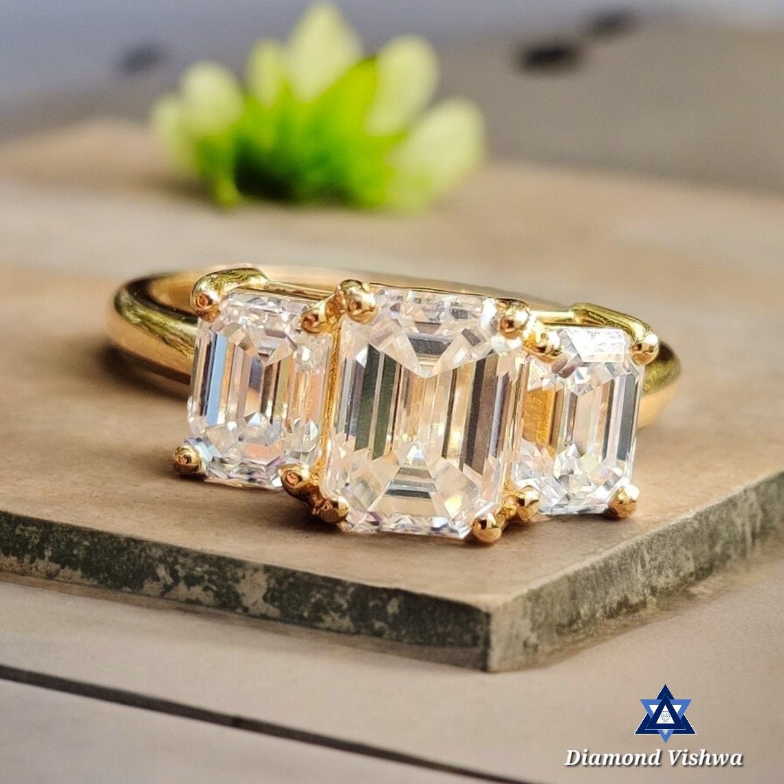 il_1140xN.2125850868_l6vx-Photoroom 2.42 CT Emerald Moissanite Three Stone Ring, Engagement Wedding Anniversary Gift - Image 1