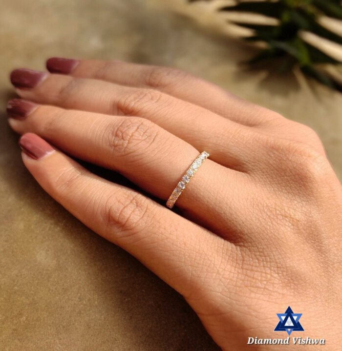 1.7mm Colorless Lab-Grown Diamond Half Eternity Comfort Fit Shared Prong Wedding Anniversary Band in 14K Yellow Gold - Image 6