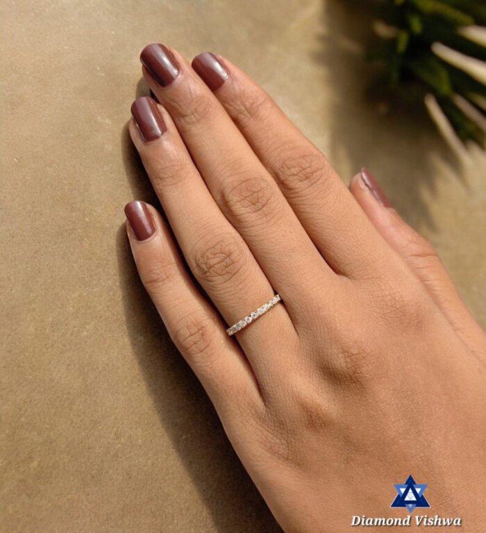 1.7mm Colorless Lab-Grown Diamond Half Eternity Comfort Fit Shared Prong Wedding Anniversary Band in 14K Yellow Gold - Image 5