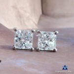 1.90 Carat Princess Cut Colorless Moissanite Stud Earrings in 14K White Gold