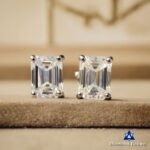 2.80 CT Emerald Cut Colorless Lab Grown Diamond Stud Earrings in 14K White Gold, Push back Hooks