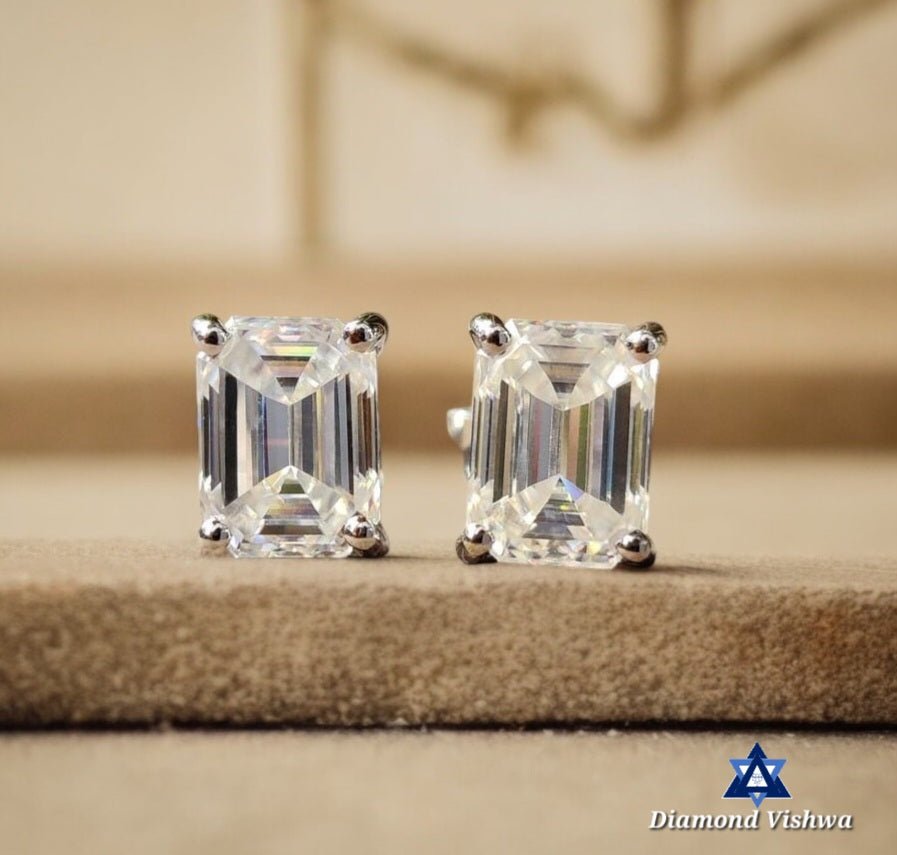 il_1140xN.2269116831_8nt9-Photoroom 2.80 CT Emerald Cut Colorless Lab Grown Diamond Stud Earrings in 14K White Gold, Push back Hooks - Image 1