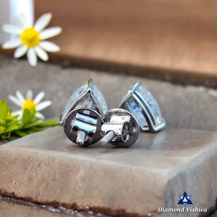 2.51 TCW Trillion Moissanite Studs, White Gold Wedding Earrings, Screw Backs - Image 8