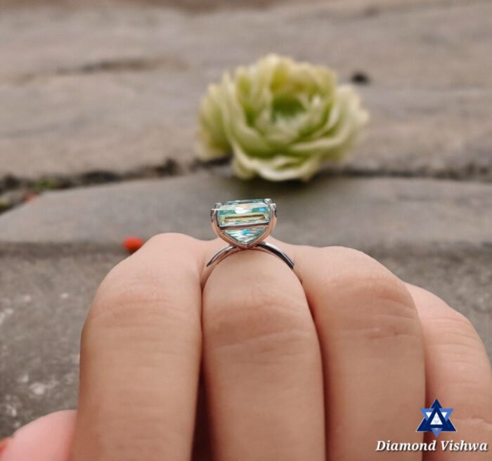 10.04 CT Blue Moissanite Solitaire Ring, Claw Prong, Anniversary Gift, 10/14/18K Gold - Image 7