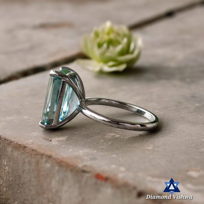 10.04 CT Blue Moissanite Solitaire Ring, Claw Prong, Anniversary Gift, 10/14/18K Gold - Image 6