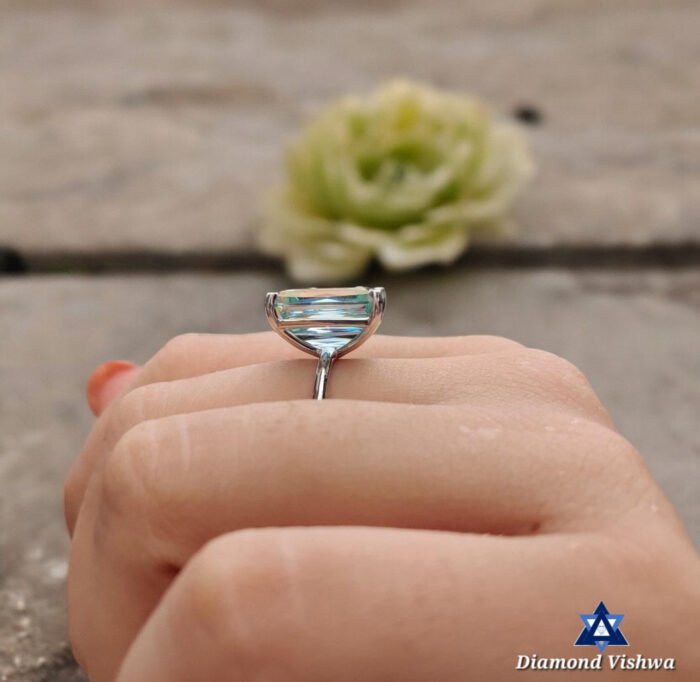 10.04 CT Blue Moissanite Solitaire Ring, Claw Prong, Anniversary Gift, 10/14/18K Gold - Image 5