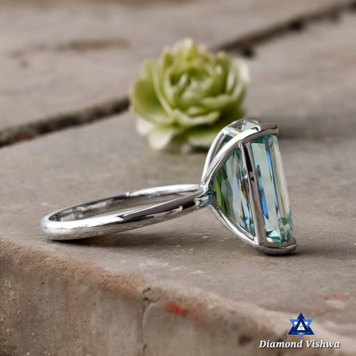 10.04 CT Blue Moissanite Solitaire Ring, Claw Prong, Anniversary Gift, 10/14/18K Gold - Image 4