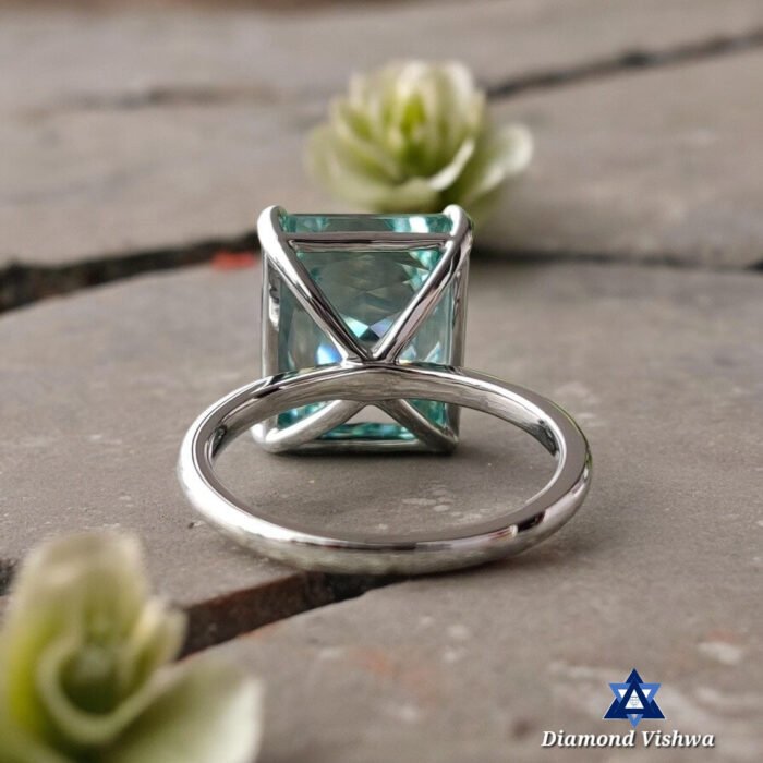 10.04 CT Blue Moissanite Solitaire Ring, Claw Prong, Anniversary Gift, 10/14/18K Gold - Image 3