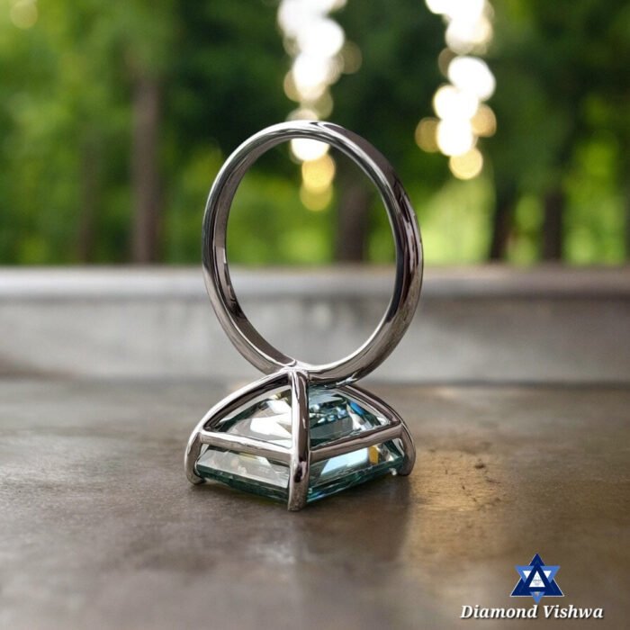 10.04 CT Blue Moissanite Solitaire Ring, Claw Prong, Anniversary Gift, 10/14/18K Gold - Image 2