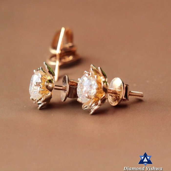 1.93 CT Portuguese Cut Colorless Moissanite Floral Stud Earrings with Screw Backs - Image 5