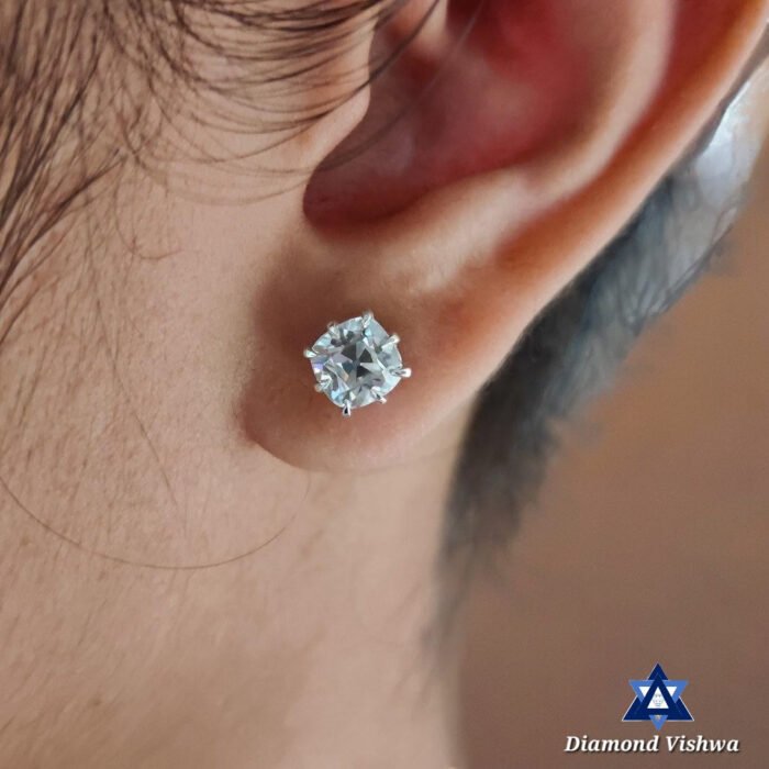 2.20 Carat Old Mine Cushion Cut Colorless Moissanite Stud Earrings with Screw Backs - Image 7