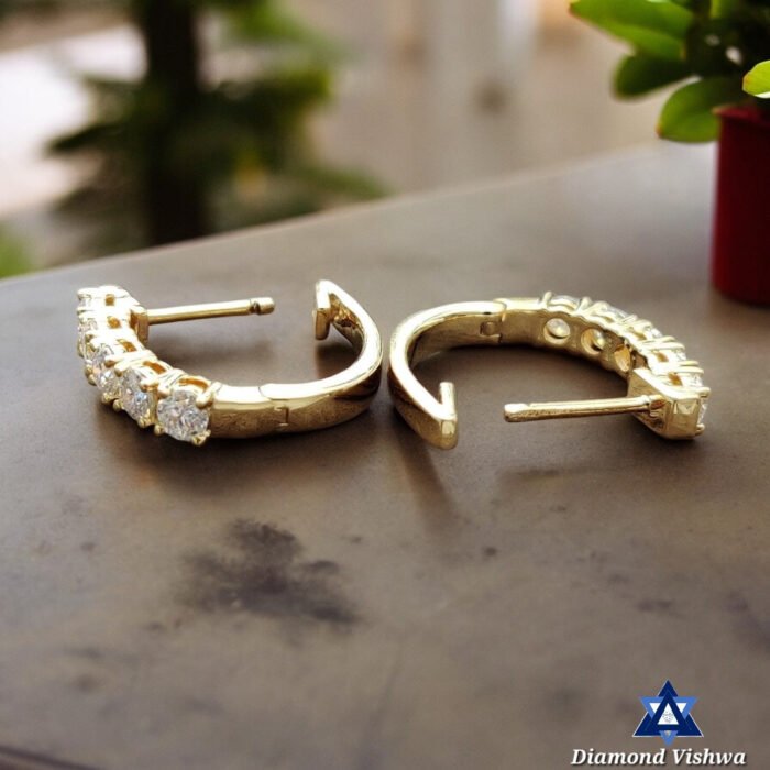 1 Carat Colorless Moissanite Round Brilliant Hoop Earrings - Anniversary Gift in 14K Yellow/White/Rose Gold - Image 5