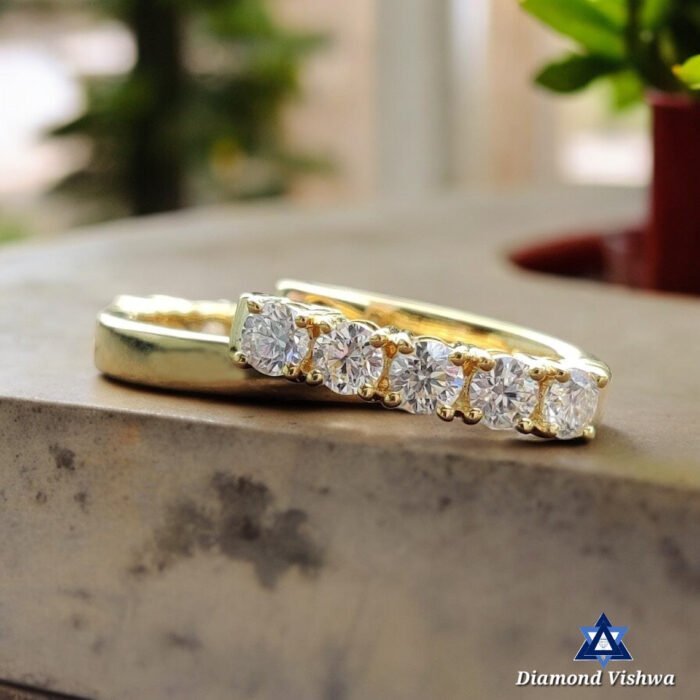 1 Carat Colorless Moissanite Round Brilliant Hoop Earrings - Anniversary Gift in 14K Yellow/White/Rose Gold - Image 6