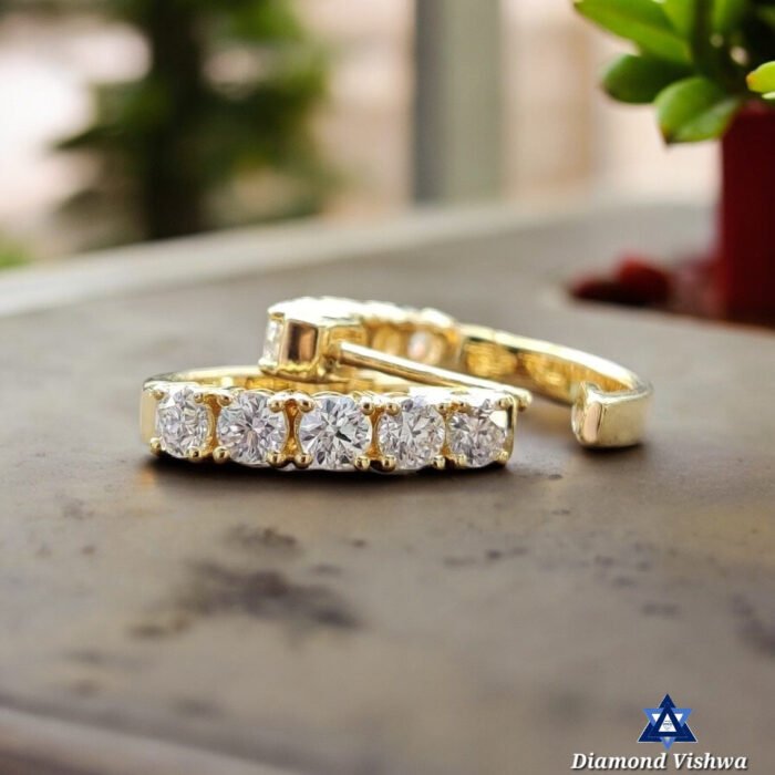 1 Carat Colorless Moissanite Round Brilliant Hoop Earrings - Anniversary Gift in 14K Yellow/White/Rose Gold - Image 7