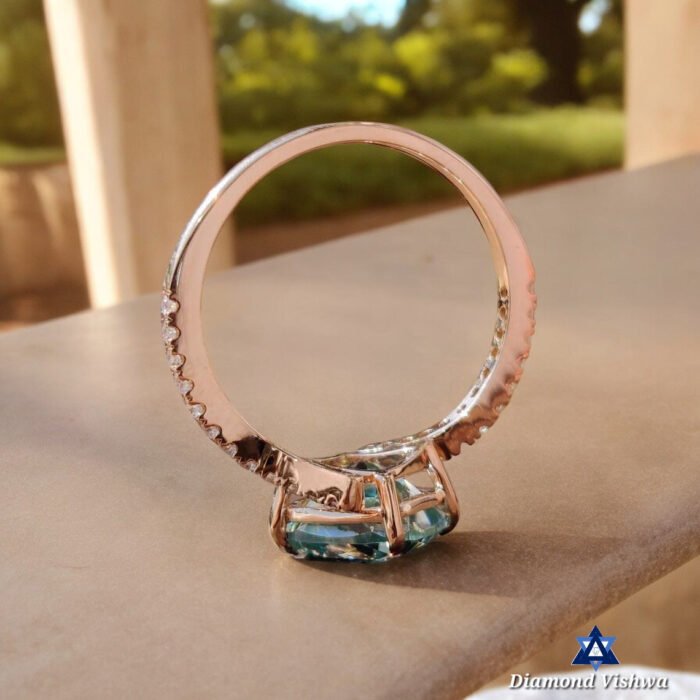 2.26 CT Cushion Cut Cyan Blue Moissanite Tension Set Engagement Ring in 14K White Gold - Image 4