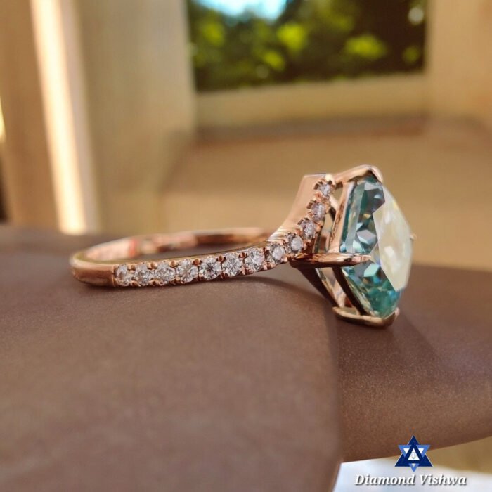 2.26 CT Cushion Cut Cyan Blue Moissanite Tension Set Engagement Ring in 14K White Gold - Image 2