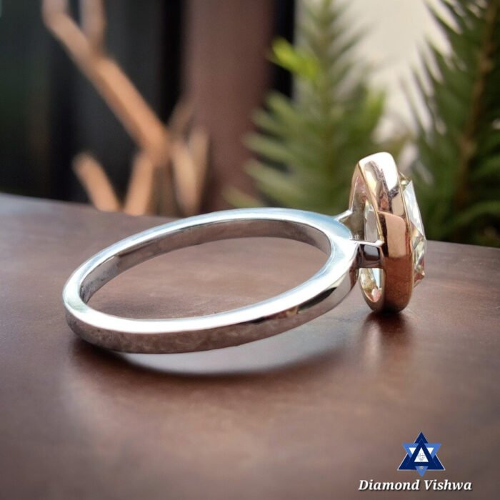 2.11 CT Pear Moissanite Engagement Ring, Two Tone Bezel Set, Wedding Ring for Her - Image 5