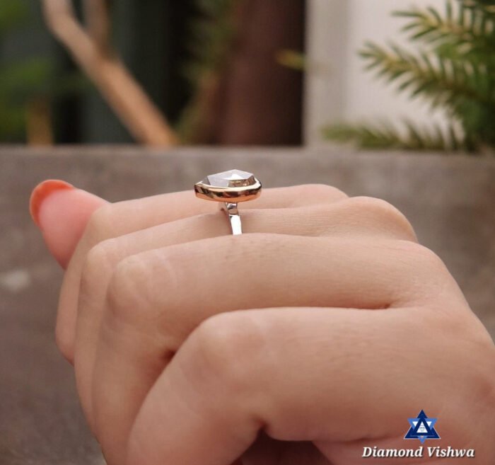 2.11 CT Pear Moissanite Engagement Ring, Two Tone Bezel Set, Wedding Ring for Her - Image 9