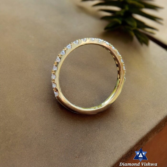 1.7mm Colorless Lab-Grown Diamond Half Eternity Comfort Fit Shared Prong Wedding Anniversary Band in 14K Yellow Gold - Image 3