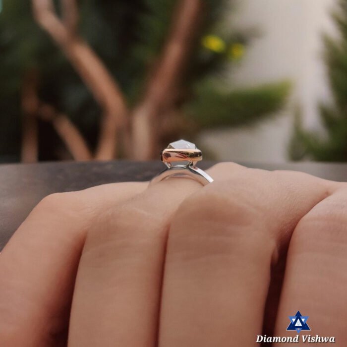 2.11 CT Pear Moissanite Engagement Ring, Two Tone Bezel Set, Wedding Ring for Her - Image 8