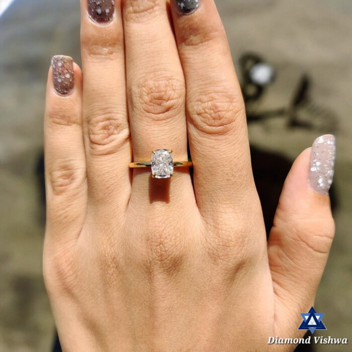 1.98 CT Cushion Moissanite Hidden Halo Ring, Engagement Wedding Anniversary Gift - Image 9