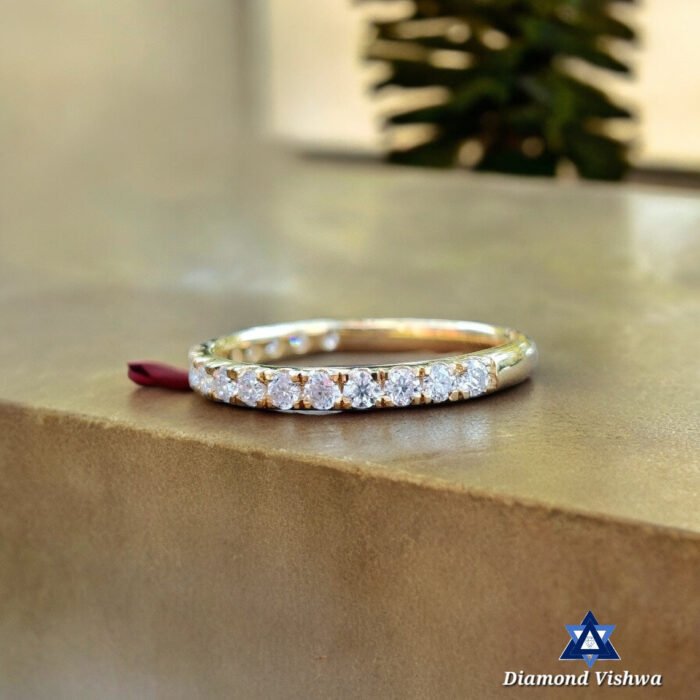 1.7mm Colorless Lab-Grown Diamond Half Eternity Comfort Fit Shared Prong Wedding Anniversary Band in 14K Yellow Gold - Image 2