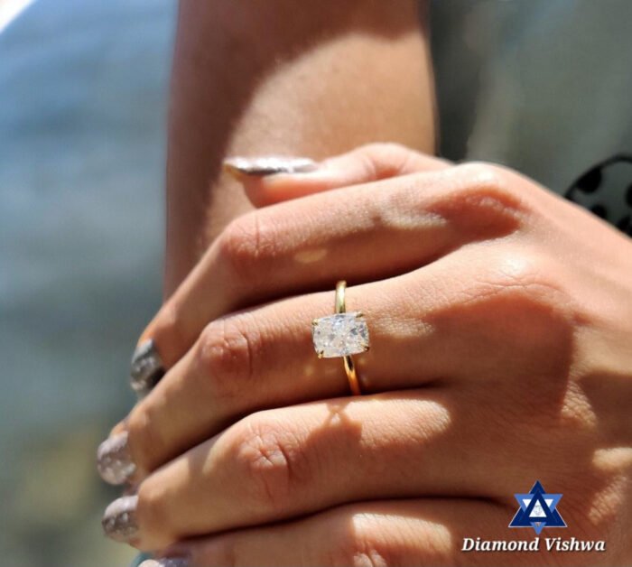 1.98 CT Cushion Moissanite Hidden Halo Ring, Engagement Wedding Anniversary Gift - Image 6