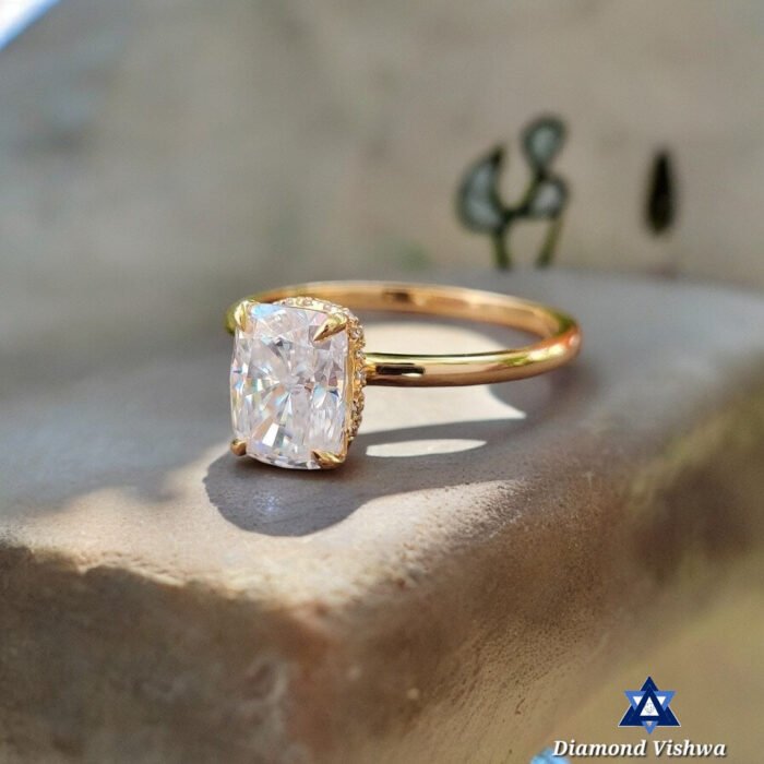 1.98 CT Cushion Moissanite Hidden Halo Ring, Engagement Wedding Anniversary Gift - Image 4