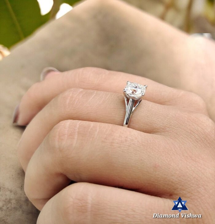 1.76 CT Crushed Ice Moissanite Ring, Cushion Cut, Solitaire Engagement Wedding Gift - Image 8