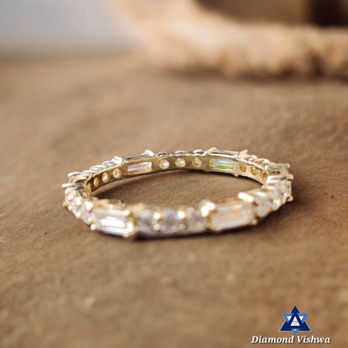 Colorless Moissanite Baguette and Round Full Eternity Wedding Band Ring - Image 4