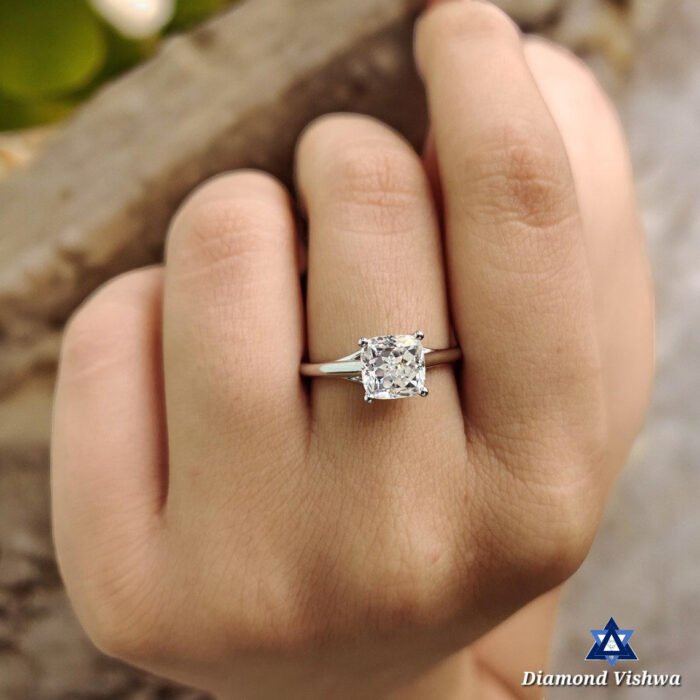 1.76 CT Crushed Ice Moissanite Ring, Cushion Cut, Solitaire Engagement Wedding Gift - Image 5