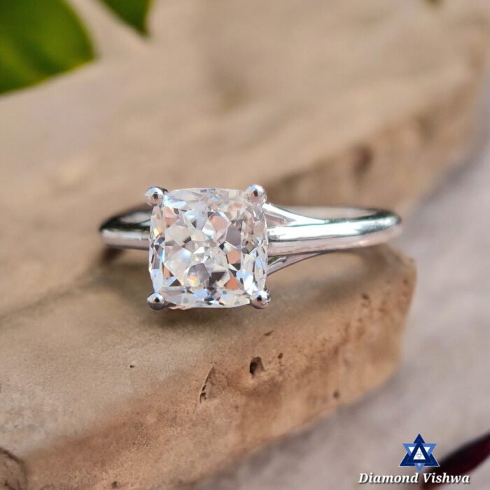1.76 CT Crushed Ice Moissanite Ring, Cushion Cut, Solitaire Engagement Wedding Gift - Image 2