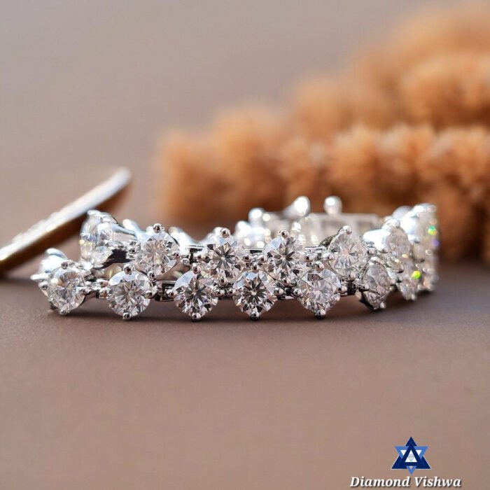 Round Moissanite Tennis Bracelet with Compass Setting and Box Lock, Gifts for women - Image 6