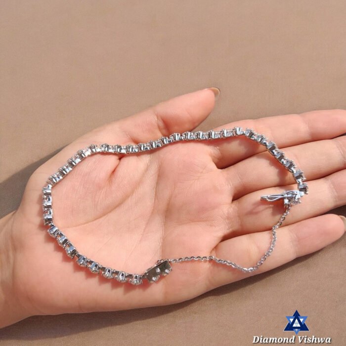 Round Moissanite Tennis Bracelet with Compass Setting and Box Lock, Gifts for women - Image 5