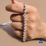 Round Moissanite Tennis Bracelet with Compass Setting and Box Lock, Gifts for women