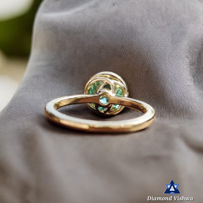 Vintage 1.85 Carat Green Moissanite Solitaire Engagement Ring - Bezel Set, Portuguese Cut - Image 3