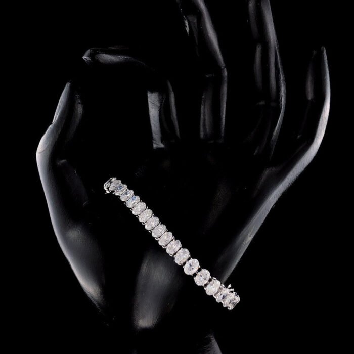 Luxurious White Gold Moissanite Bracelet - Elegant Oval Tennis Style, Perfect Women's Anniversary Gift Jewelry, Gifts for Women - Image 2