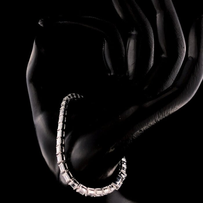 Emerald Cut Moissanite Diamond Tennis Bracelet in White Gold - Luxury Gift for Her, Anniversary Jewelry - Image 3